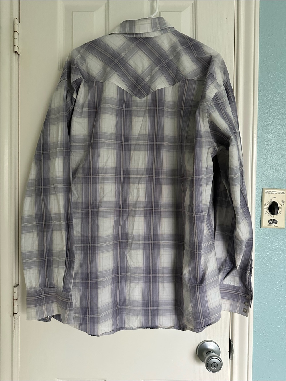 Stetson long-sleeve Purple plaid western shirt pearl snaps, chest pockets, XL - Picture 2 of 3